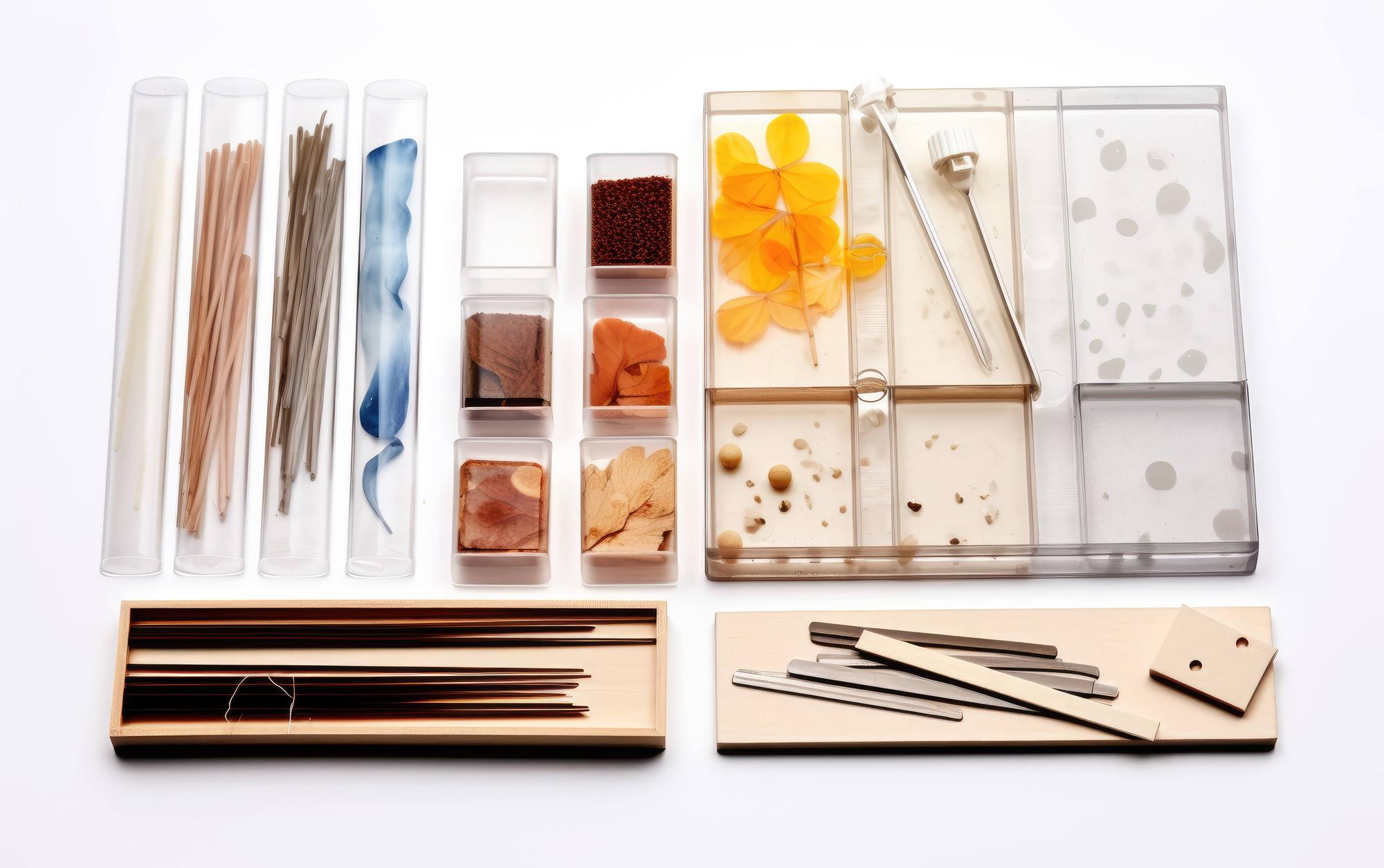Sample tasting kit and schematic cards